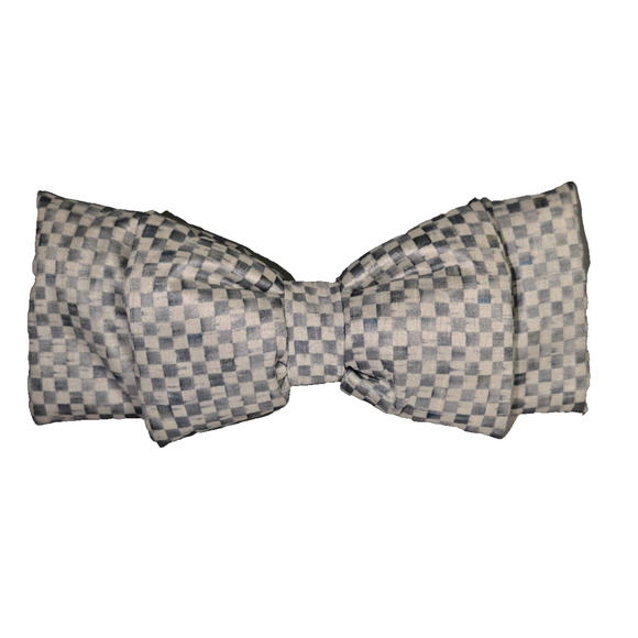 MacKenzie Childs Sterling Check Bow - Size Small 8 x 6.75", Silver Gray White - Picture 10 of 10